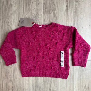 Zara Valentines Heart Bubble Sweater hot pink